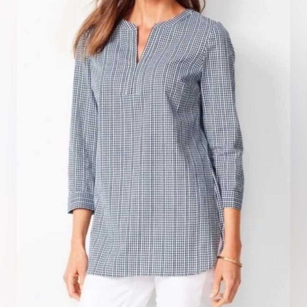 Talbots | Black & White Gingham Tunic Blouse, Size M